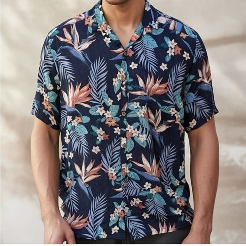 Cooke Street Honolulu Hawaiian Button Down Short Sleeve Shirt XL Cotton